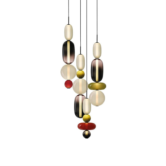 Stained Glass Chandelier - Multi-Head Hand-Blown Art Glass Chandelier | Custom Colorful LED Ceiling Light
