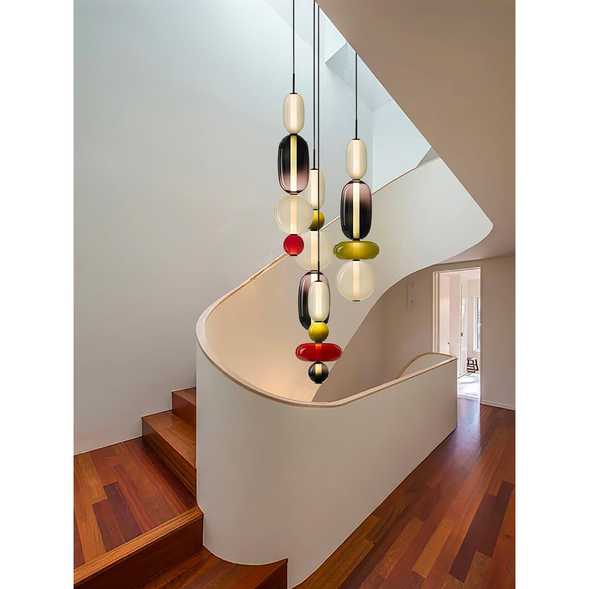 Stained Glass Chandelier - Multi-Head Hand-Blown Art Glass Chandelier | Custom Colorful LED Ceiling Light