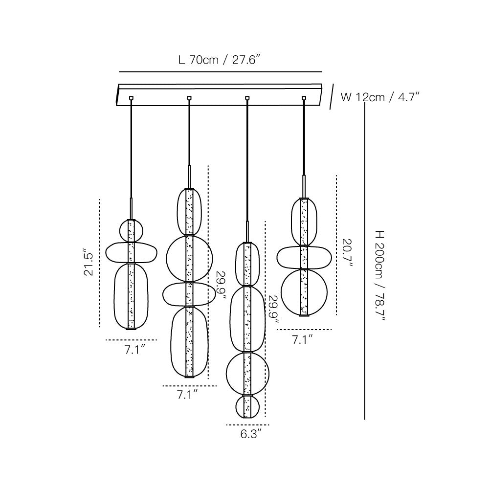 Stained Glass Chandelier - Multi-Head Hand-Blown Art Glass Chandelier | Custom Colorful LED Ceiling Light