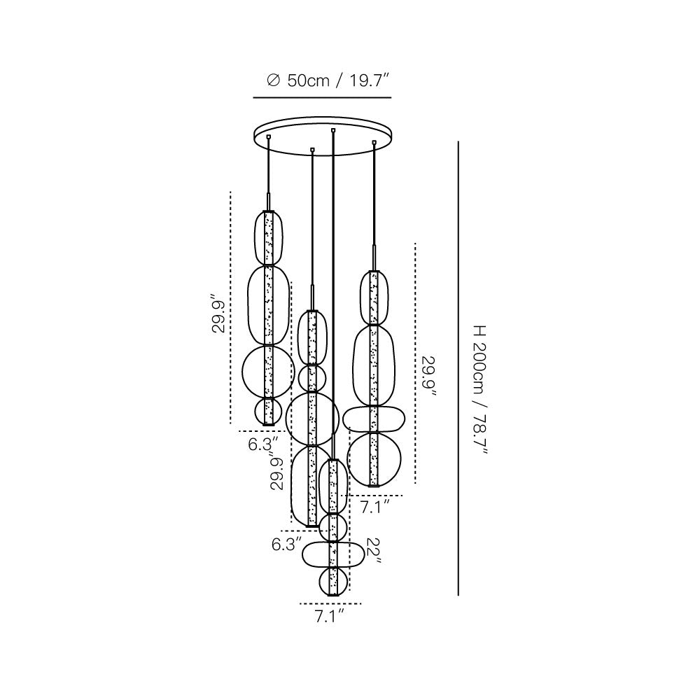 Stained Glass Chandelier - Multi-Head Hand-Blown Art Glass Chandelier | Custom Colorful LED Ceiling Light