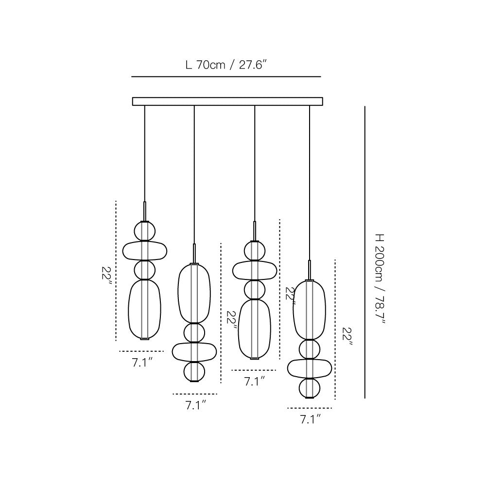 Stained Glass Chandelier - Multi-Head Hand-Blown Art Glass Chandelier | Custom Colorful LED Ceiling Light