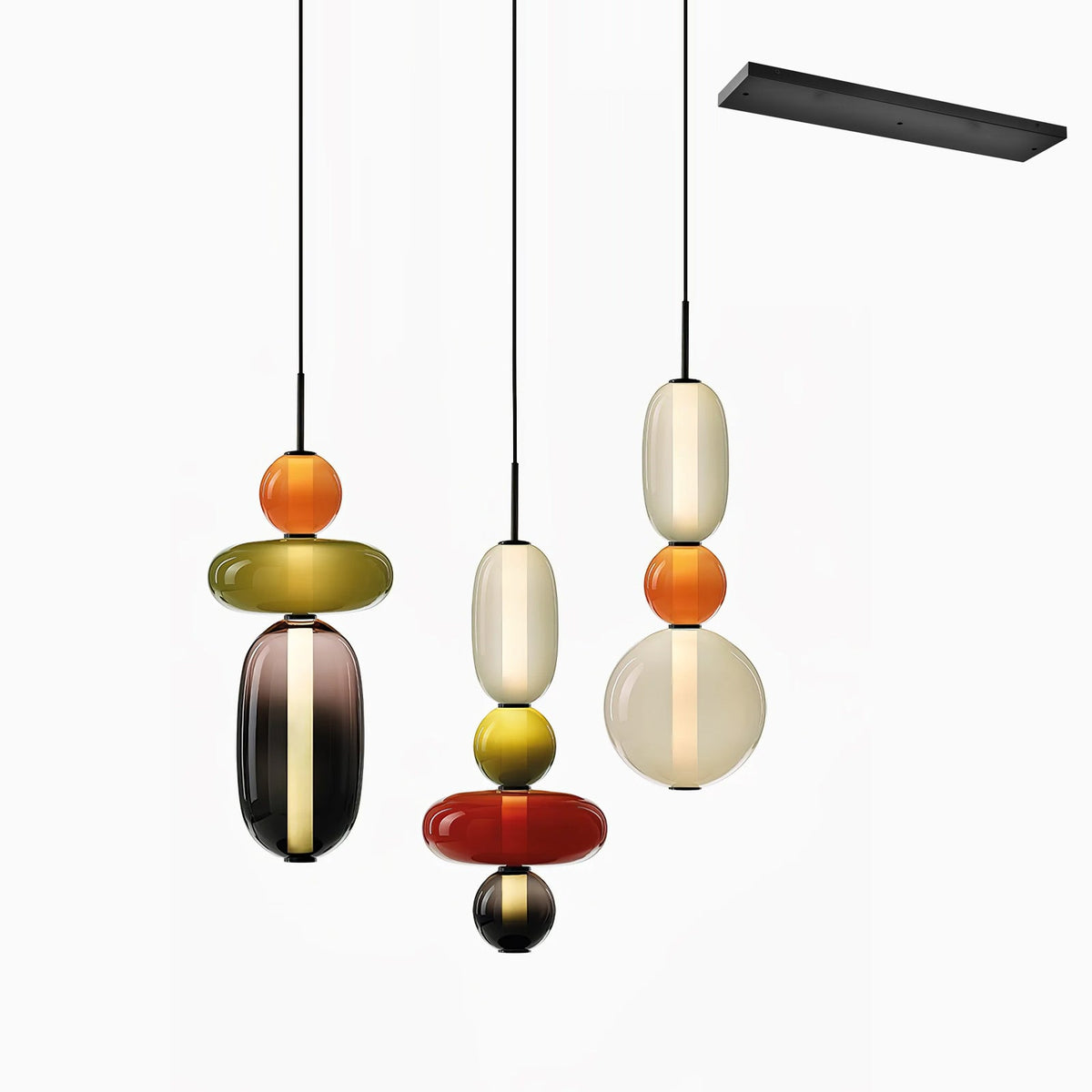 Stained Glass Chandelier - Multi-Head Hand-Blown Art Glass Chandelier | Custom Colorful LED Ceiling Light