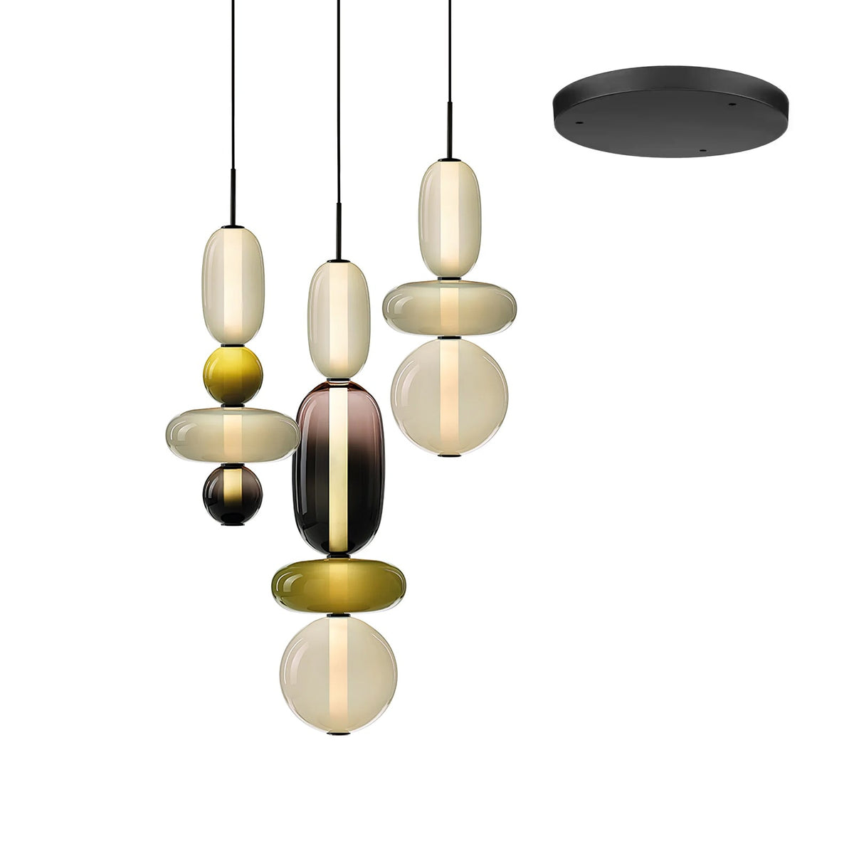 Stained Glass Chandelier - Multi-Head Hand-Blown Art Glass Chandelier | Custom Colorful LED Ceiling Light
