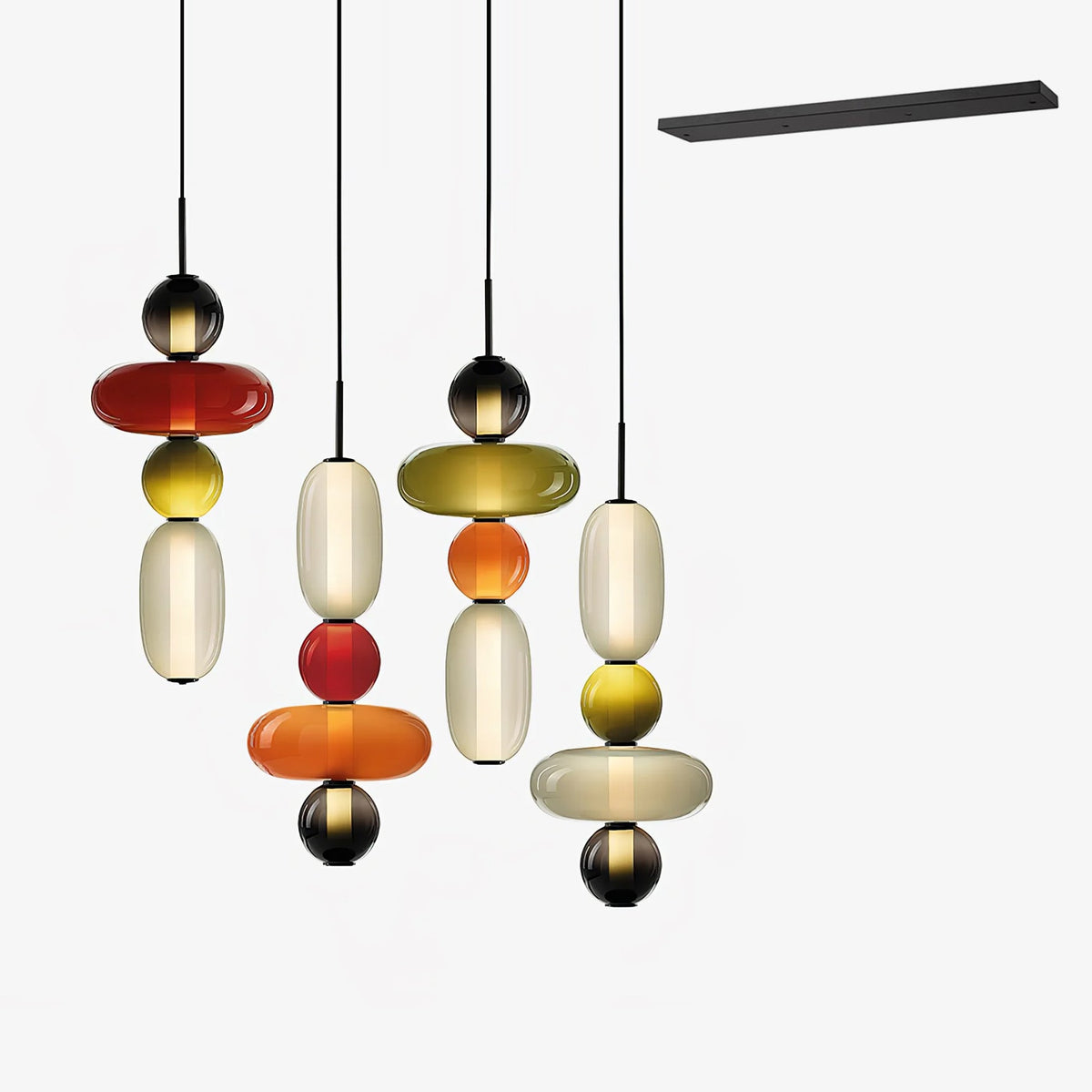 Stained Glass Chandelier - Multi-Head Hand-Blown Art Glass Chandelier | Custom Colorful LED Ceiling Light
