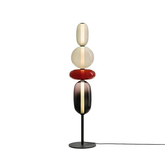 Stained Glass Floor Lamp - Stacked Hand-Blown Art Glass Standing Lamp | Colorful Modern Floor Light
