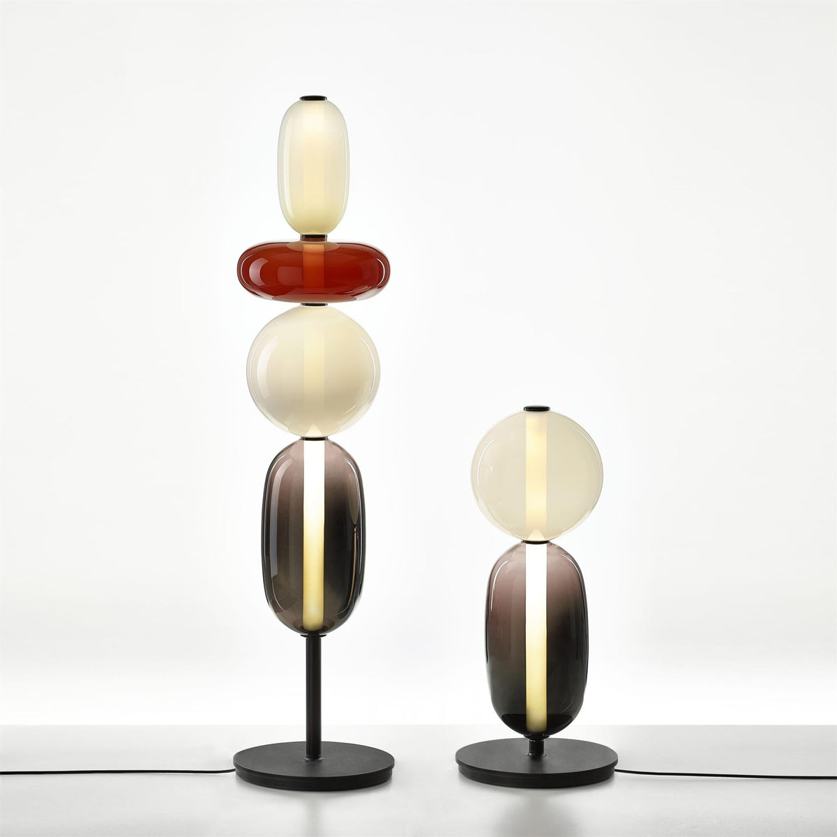 Stained Glass Floor Lamp - Stacked Hand-Blown Art Glass Standing Lamp | Colorful Modern Floor Light
