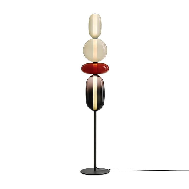 Stained Glass Floor Lamp - Stacked Hand-Blown Art Glass Standing Lamp | Colorful Modern Floor Light
