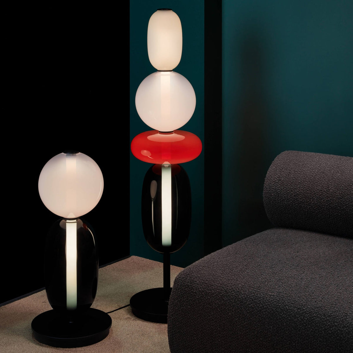 Stained Glass Floor Lamp - Stacked Hand-Blown Art Glass Standing Lamp | Colorful Modern Floor Light