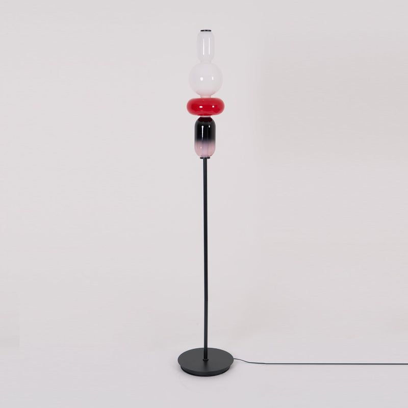 Stained Glass Floor Lamp - Stacked Hand-Blown Art Glass Standing Lamp | Colorful Modern Floor Light