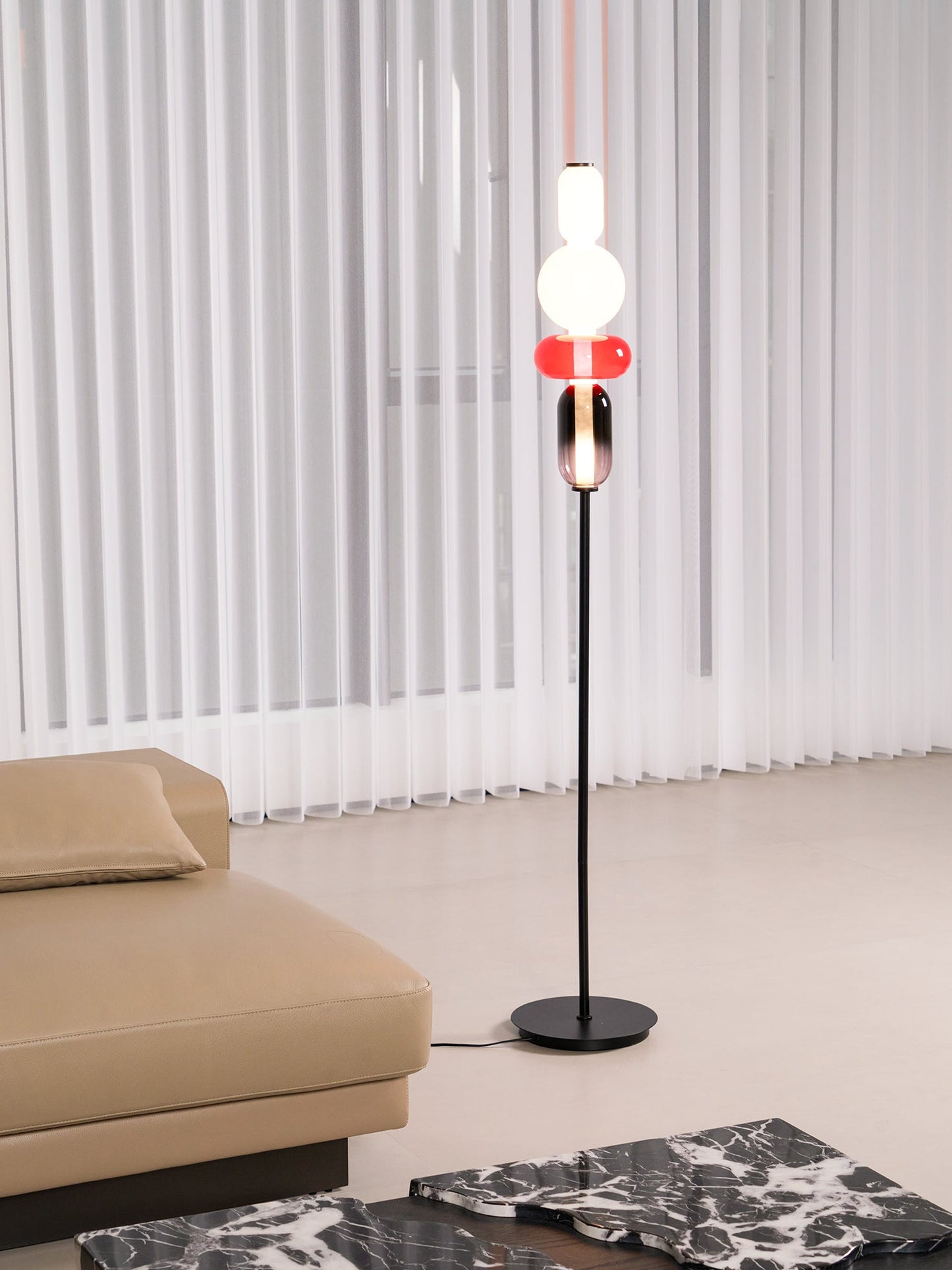 Stained Glass Floor Lamp - Stacked Hand-Blown Art Glass Standing Lamp | Colorful Modern Floor Light
