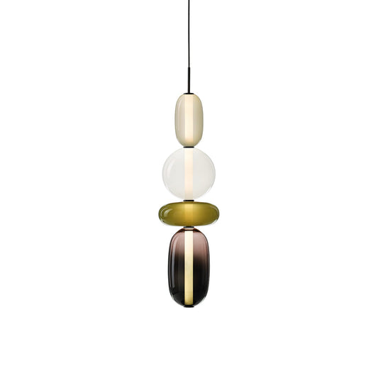 Stained Glass Pendant Lamp - Stacked Hand-Blown Art Glass Pendant | Custom Colorful LED Hanging Light