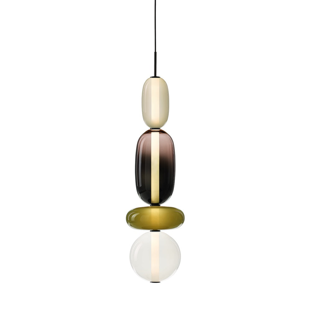 Stained Glass Pendant Lamp - Stacked Hand-Blown Art Glass Pendant | Custom Colorful LED Hanging Light