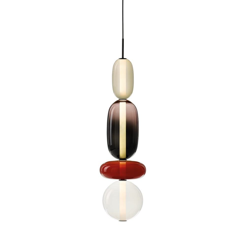 Stained Glass Pendant Lamp - Stacked Hand-Blown Art Glass Pendant | Custom Colorful LED Hanging Light