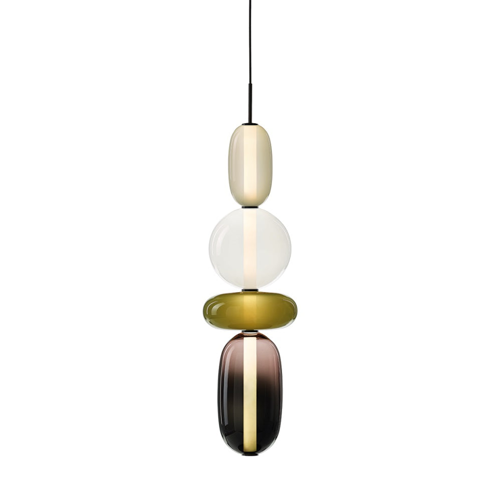 Stained Glass Pendant Lamp - Stacked Hand-Blown Art Glass Pendant | Custom Colorful LED Hanging Light