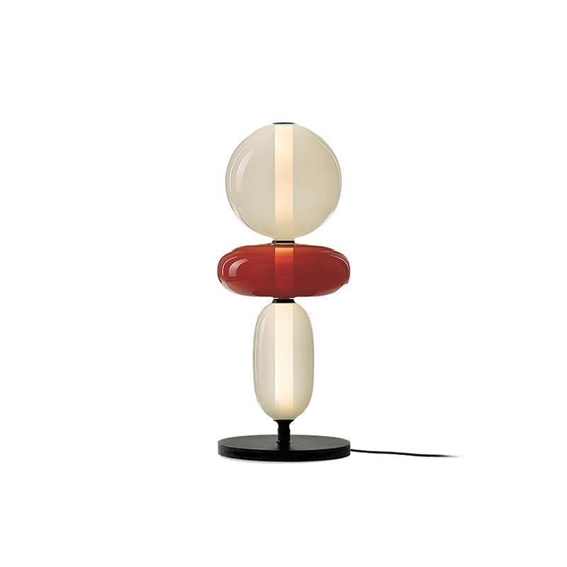 Stained Glass Table Lamp - Candied Colorful Hand-Blown Glass Accent Light | Modern Remote Dimming LED Desk Lamp