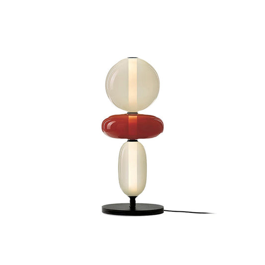 Stained Glass Table Lamp - Candied Colorful Hand-Blown Glass Accent Light | Modern Remote Dimming LED Desk Lamp