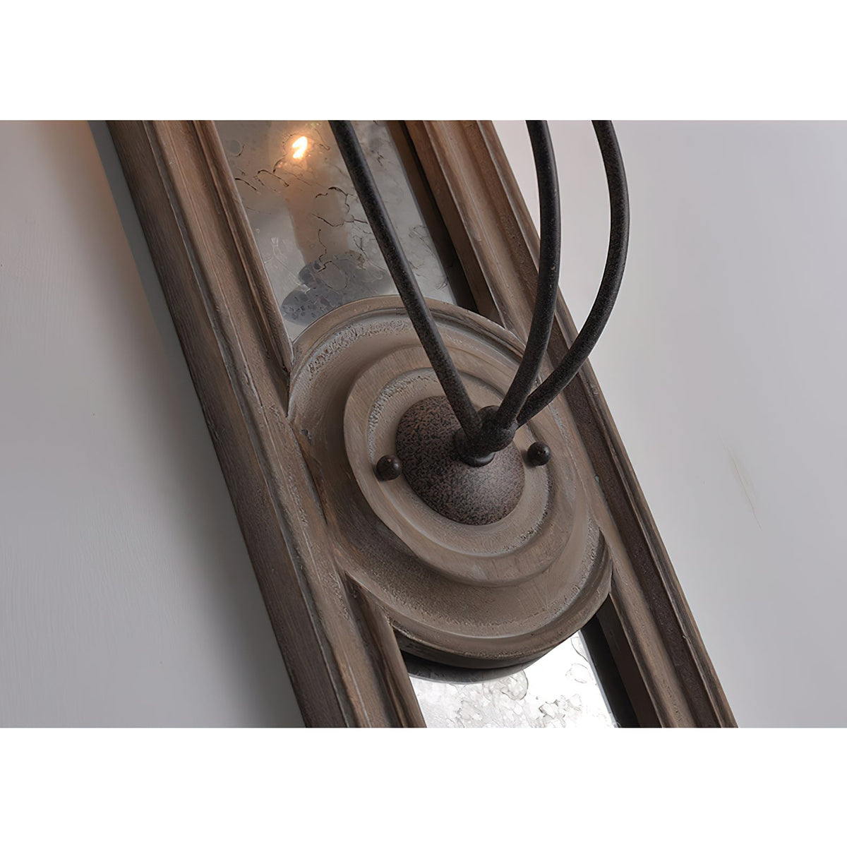 Candle 3-Light Mirrored Sconce – American Country Retro Wooden Mirrored Wall Sconce