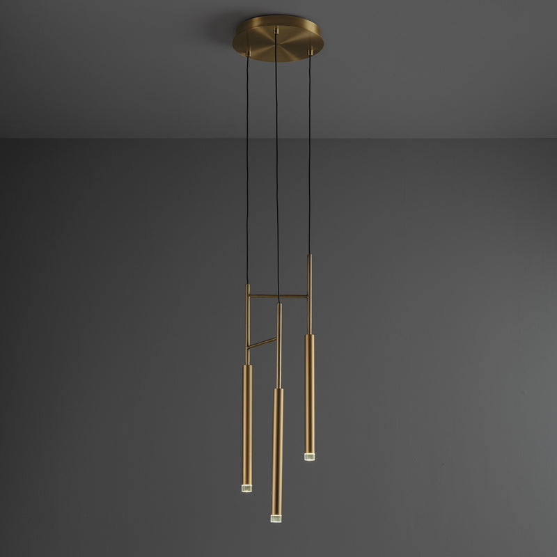 Candle Chandelier – Slim Brass & Acrylic Candle-Inspired LED Pendant Light