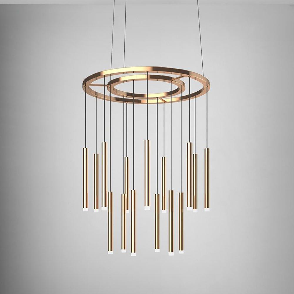 Candle Chandelier – Slim Brass & Acrylic Candle-Inspired LED Pendant Light