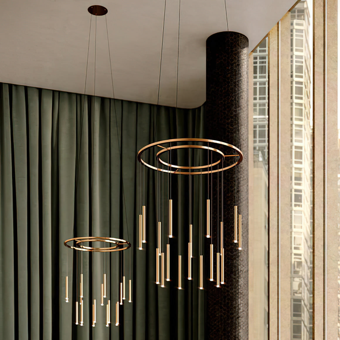 Candle Chandelier – Slim Brass & Acrylic Candle-Inspired LED Pendant Light