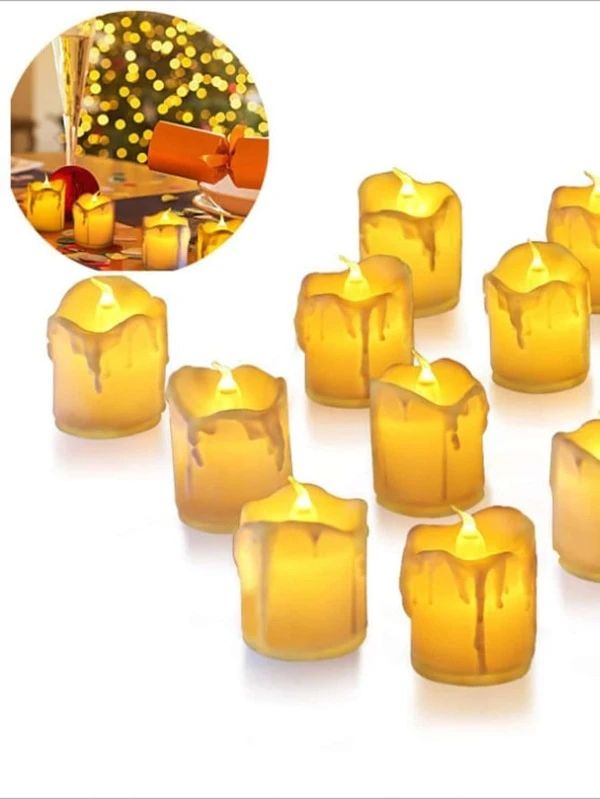12-Pack LED Flameless Candle Lights - Modern Battery-Operated Tea Lights | Romantic Warm Glow Votive Set