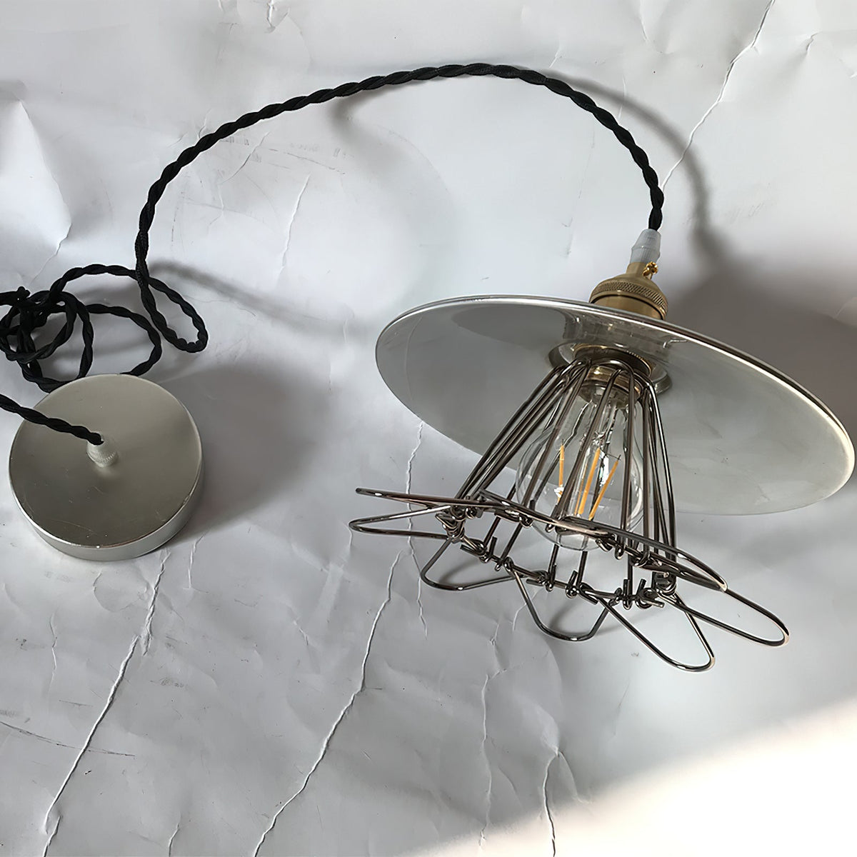Cantina Pendant Light – Dual-Finish Silver Foil & Black Nickel Iron Pendant Light