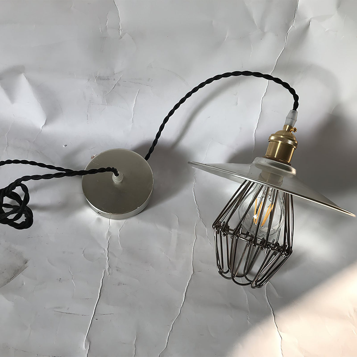 Cantina Pendant Light – Dual-Finish Silver Foil & Black Nickel Iron Pendant Light