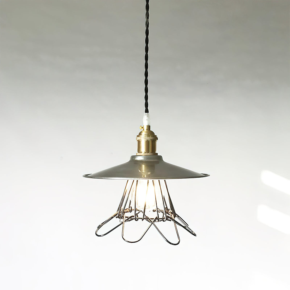 Cantina Pendant Light – Dual-Finish Silver Foil & Black Nickel Iron Pendant Light