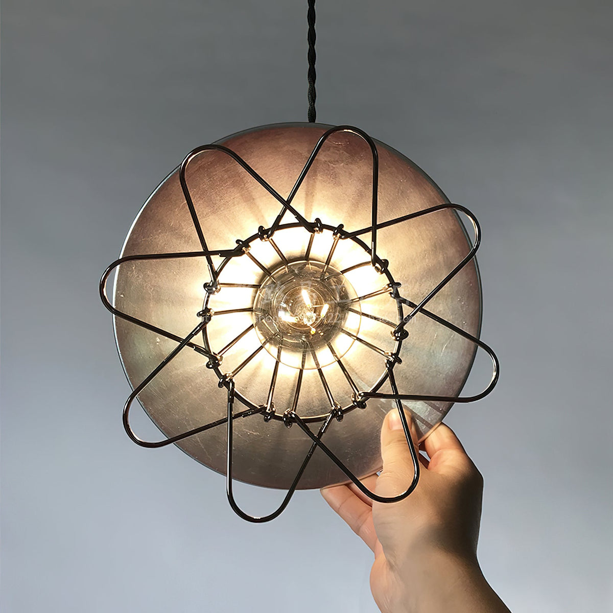 Cantina Pendant Light – Dual-Finish Silver Foil & Black Nickel Iron Pendant Light