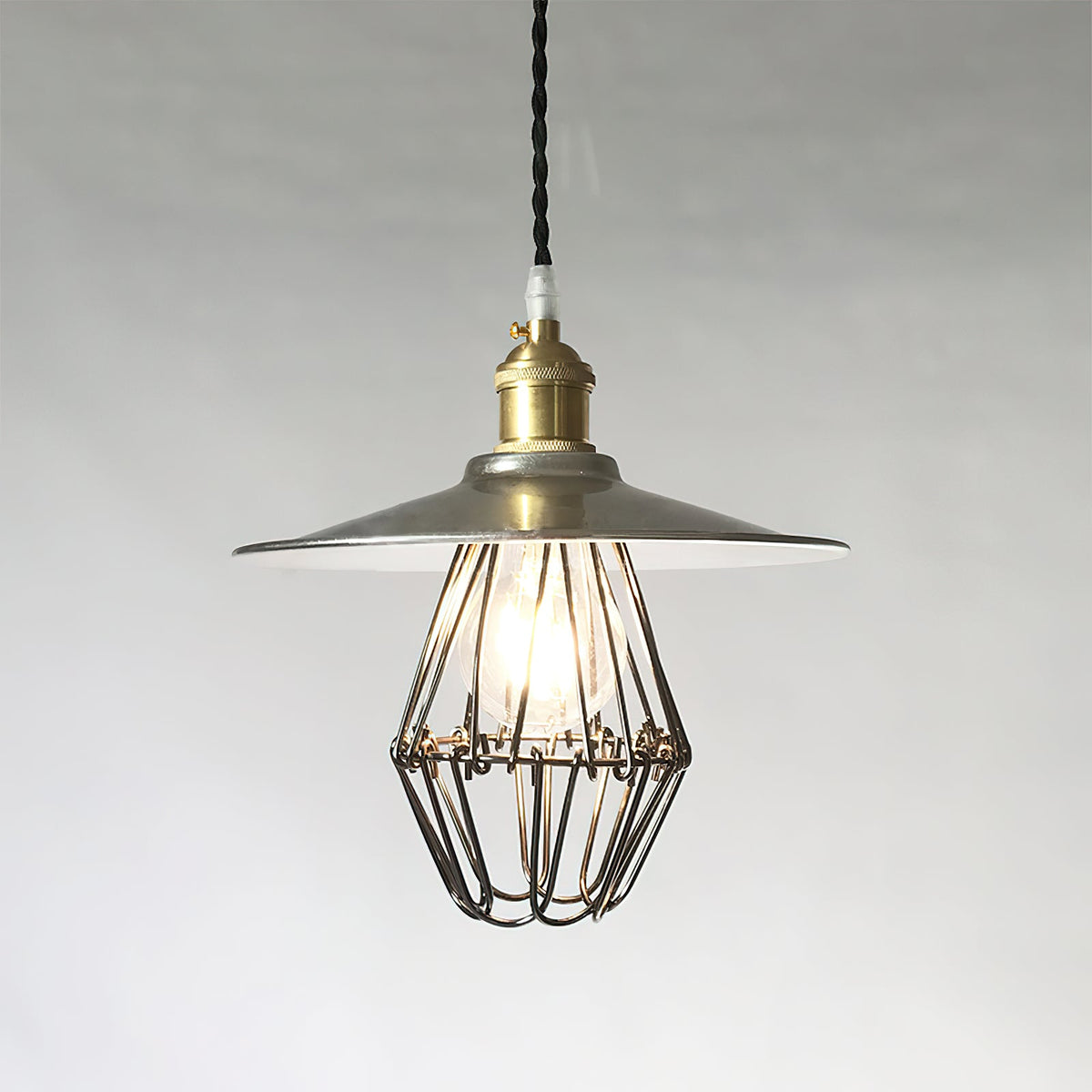 Cantina Pendant Light – Dual-Finish Silver Foil & Black Nickel Iron Pendant Light