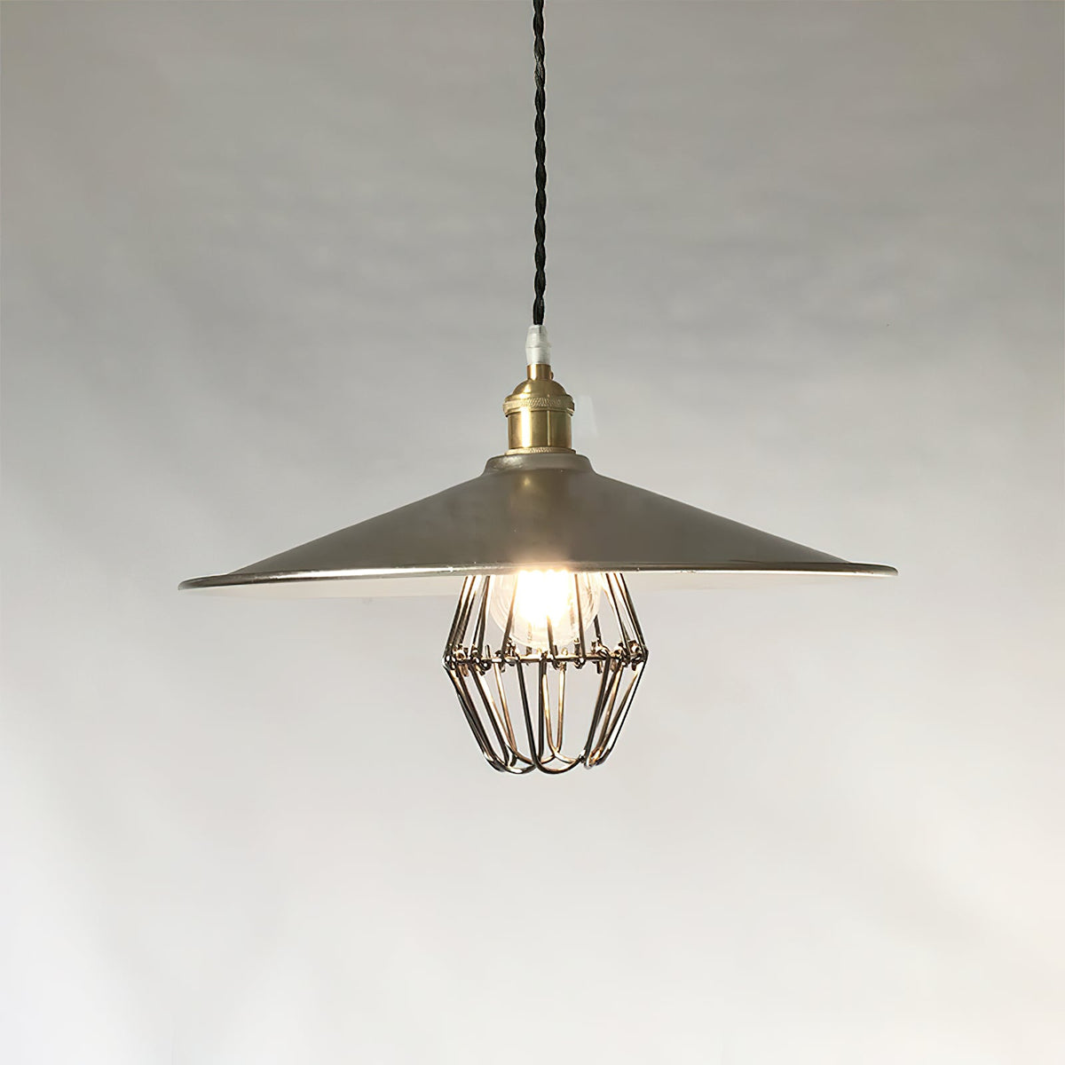 Cantina Pendant Light – Dual-Finish Silver Foil & Black Nickel Iron Pendant Light