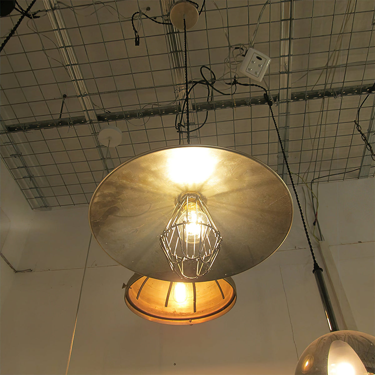 Cantina Pendant Light – Dual-Finish Silver Foil & Black Nickel Iron Pendant Light