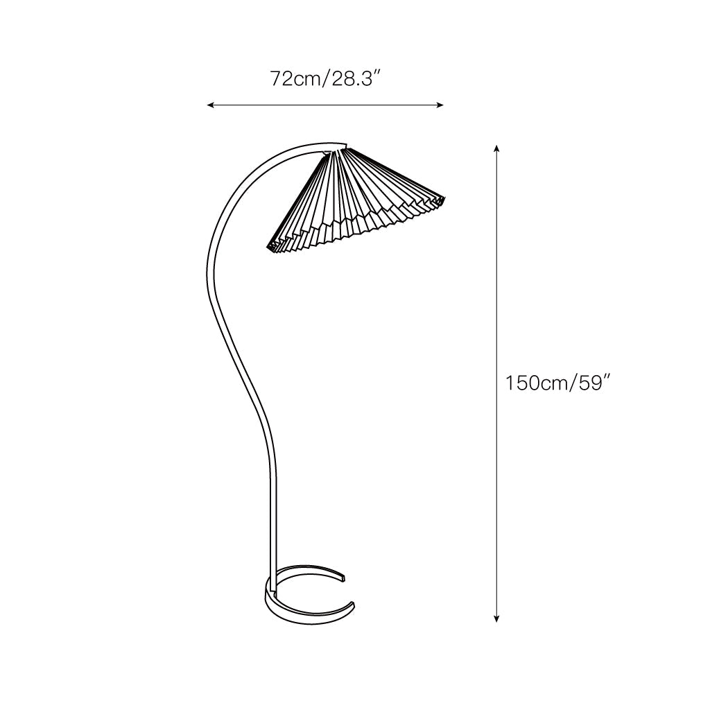 Caprani Floor Lamp – 1970s Scandinavian Bentwood & Pleated Linen Floor Lamp
