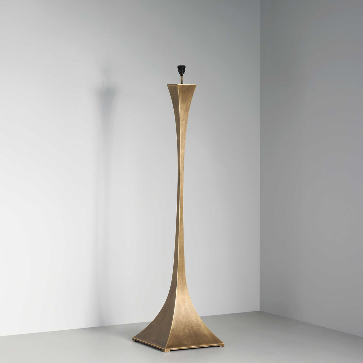Capricorn Floor Lamp – Sculptural Antique Brass & Fabric Shade Floor Lamp