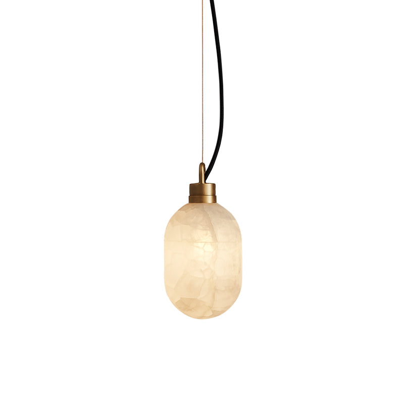 Capsa Alabaster Pendant Lamp – Brass & Carved Translucent Natural Alabaster Mini Pendant Light