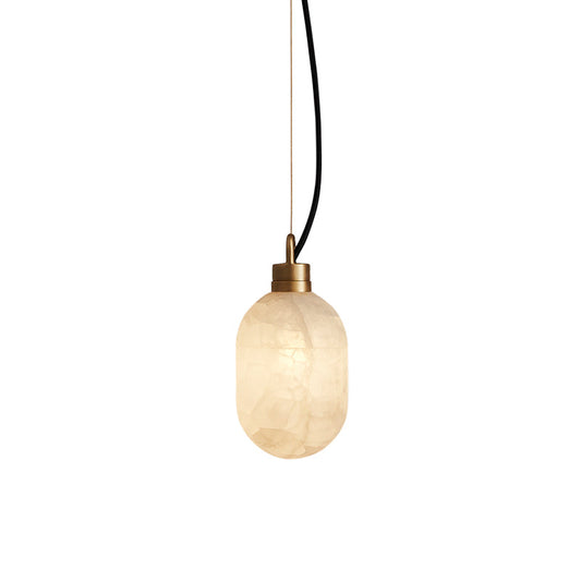 Capsa Alabaster Pendant Lamp – Brass & Carved Translucent Natural Alabaster Mini Pendant Light
