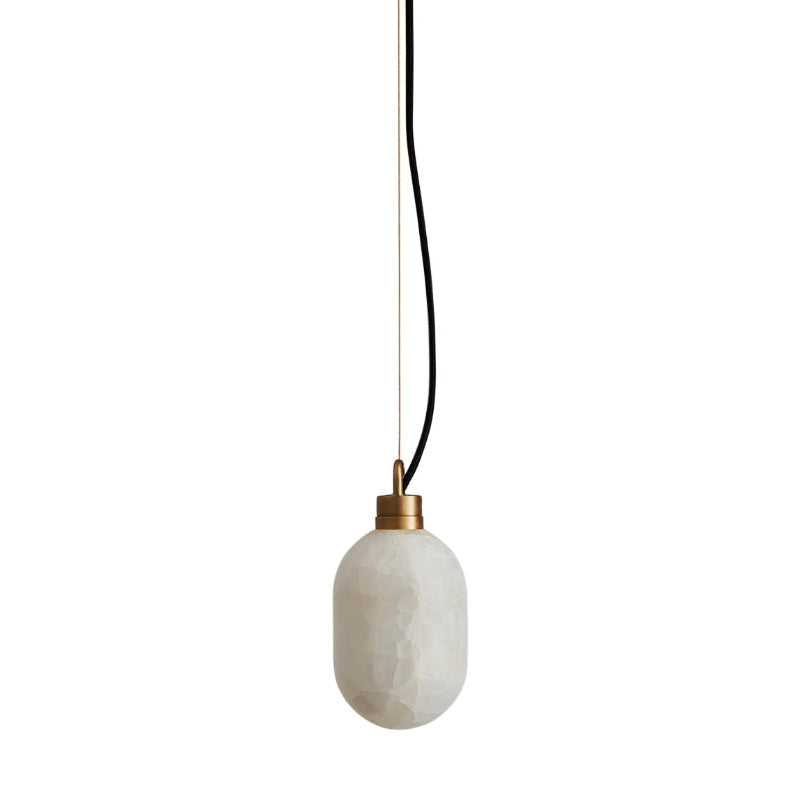 Capsa Alabaster Pendant Lamp – Brass & Carved Translucent Natural Alabaster Mini Pendant Light