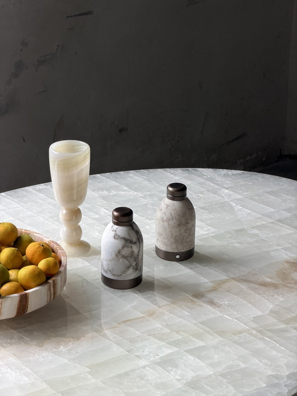 Capsule Marble Table Lamp (Built-in Battery) – Cordless Alabaster & Marble Rechargeable Accent Light
