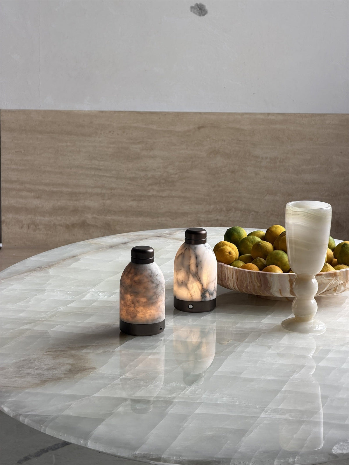 Capsule Marble Table Lamp (Built-in Battery) – Cordless Alabaster & Marble Rechargeable Accent Light