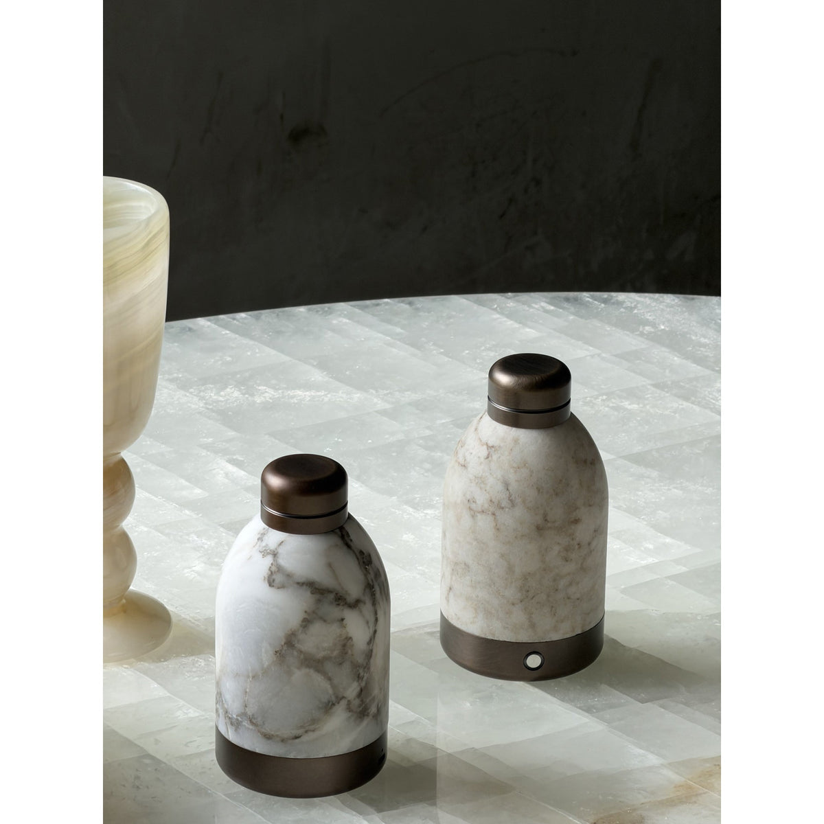 Capsule Marble Table Lamp (Built-in Battery) – Cordless Alabaster & Marble Rechargeable Accent Light