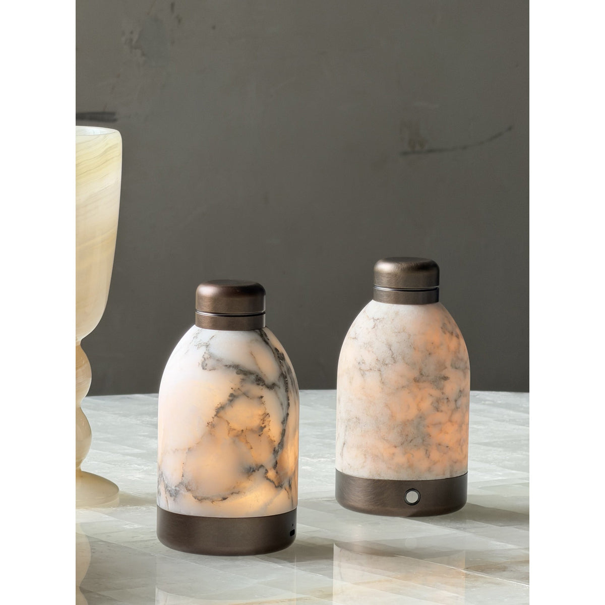 Capsule Marble Table Lamp (Built-in Battery) – Cordless Alabaster & Marble Rechargeable Accent Light
