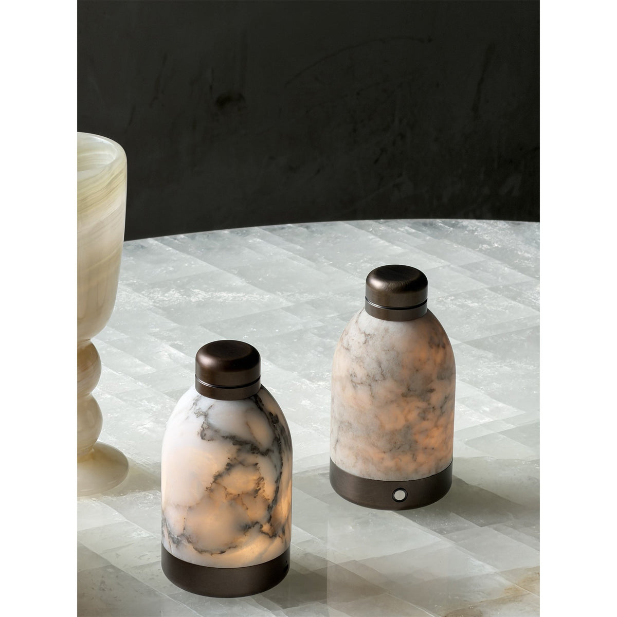Capsule Marble Table Lamp (Built-in Battery) – Cordless Alabaster & Marble Rechargeable Accent Light