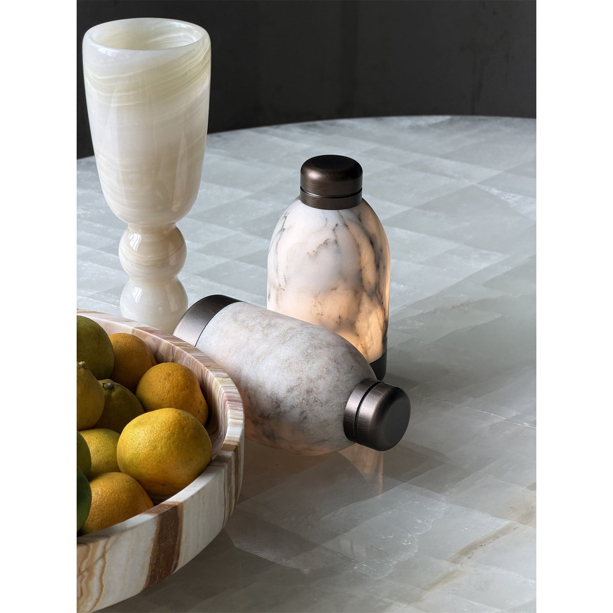 Capsule Marble Table Lamp (Built-in Battery) – Cordless Alabaster & Marble Rechargeable Accent Light