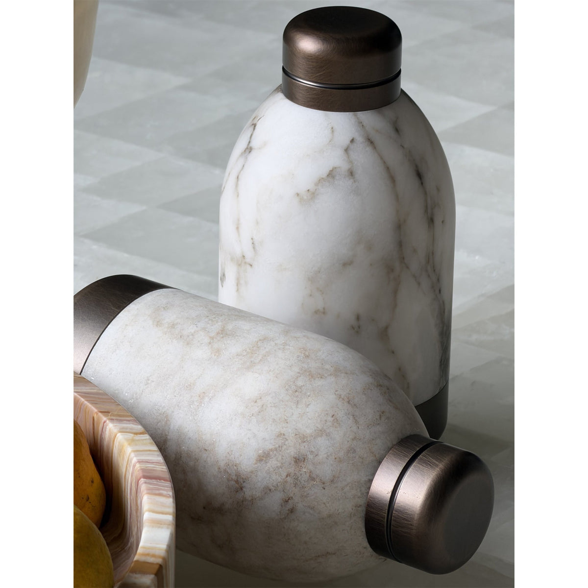 Capsule Marble Table Lamp (Built-in Battery) – Cordless Alabaster & Marble Rechargeable Accent Light