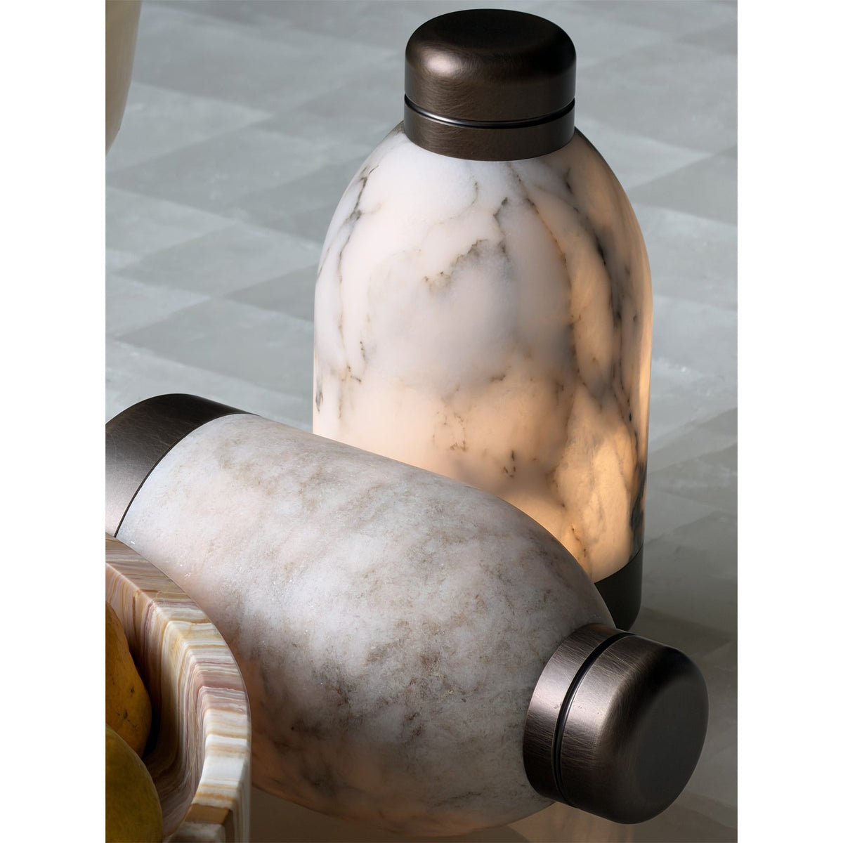 Capsule Marble Table Lamp (Built-in Battery) – Cordless Alabaster & Marble Rechargeable Accent Light