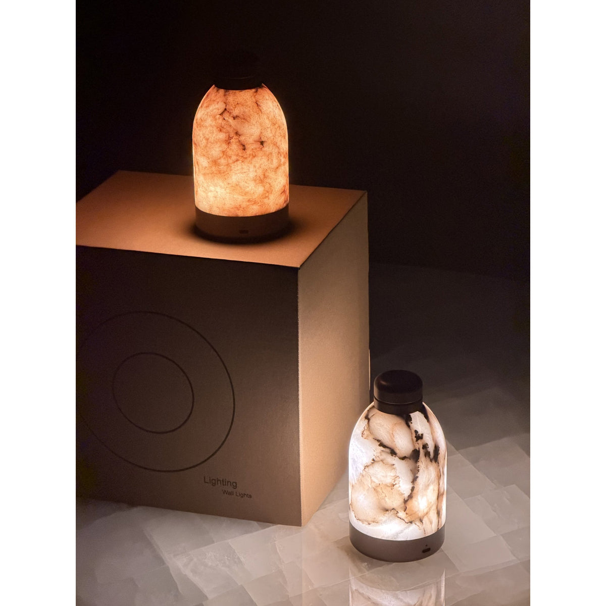 Capsule Marble Table Lamp (Built-in Battery) – Cordless Alabaster & Marble Rechargeable Accent Light