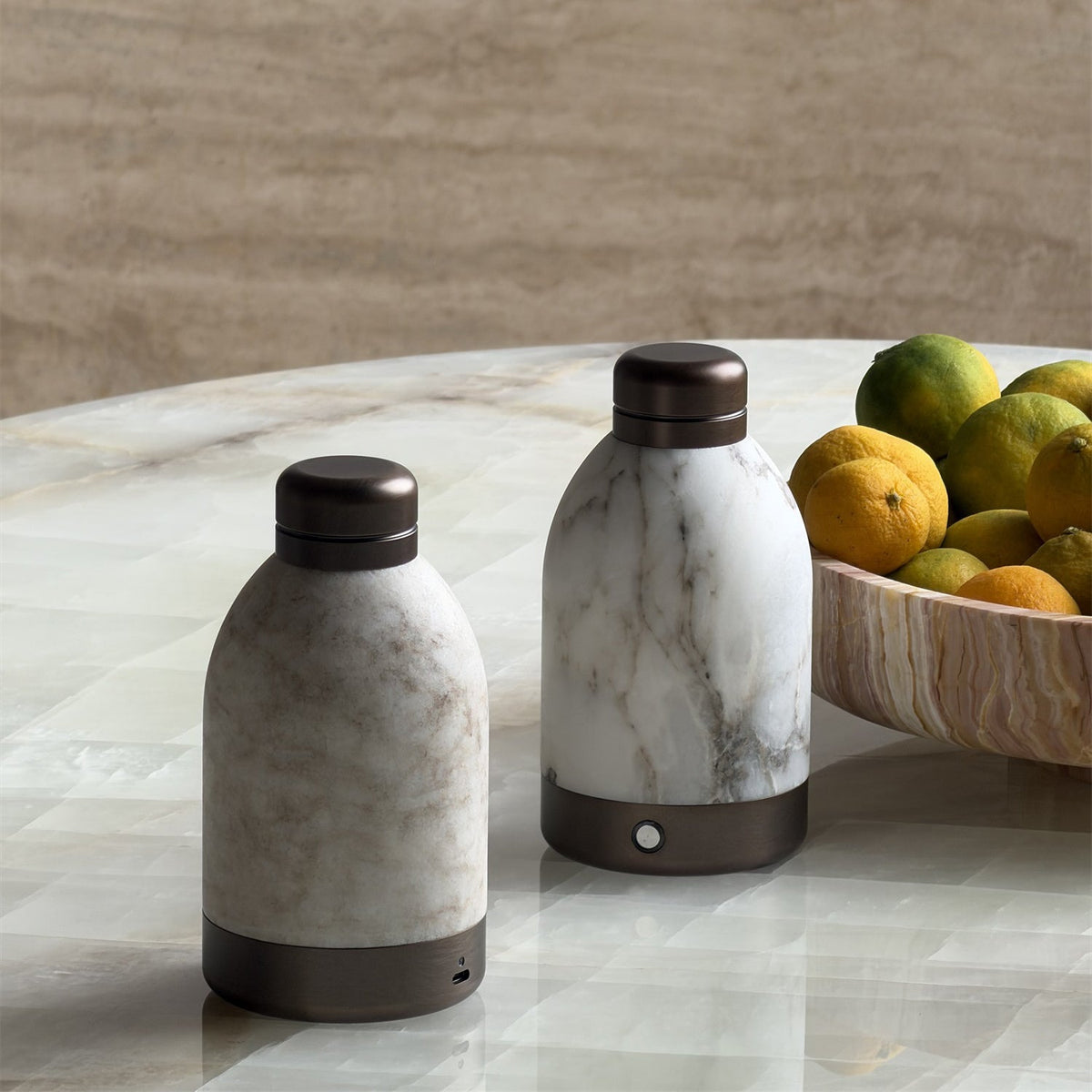 Capsule Marble Table Lamp (Built-in Battery) – Cordless Alabaster & Marble Rechargeable Accent Light