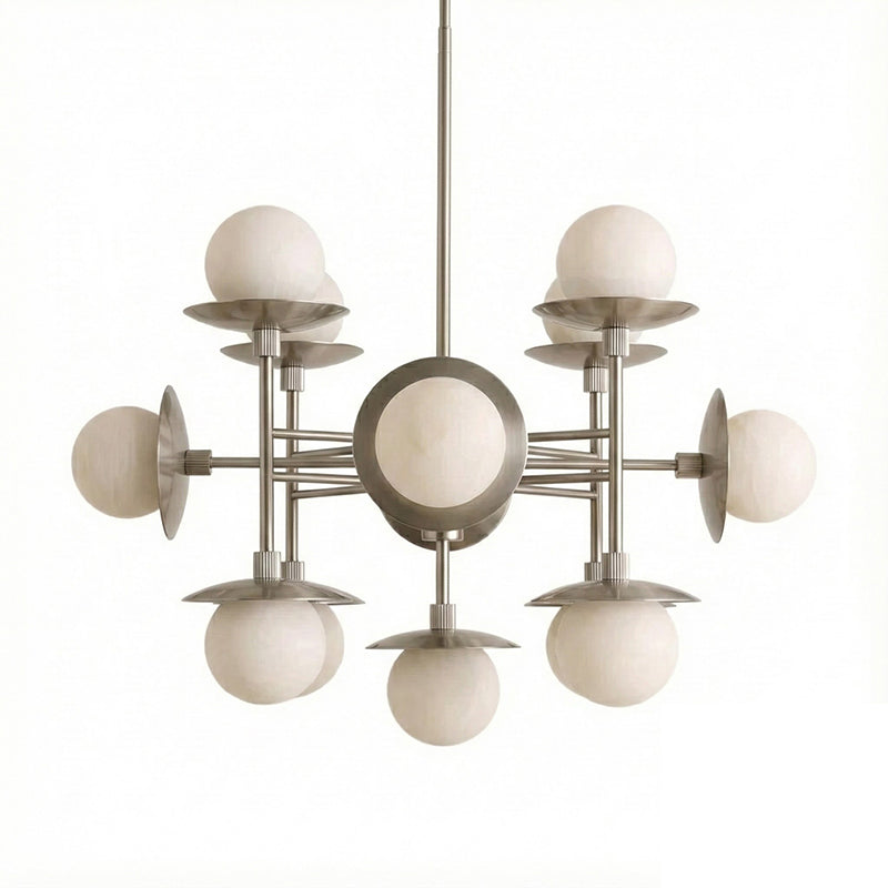 Cara Alabaster Chandelier – Brass & Natural Alabaster Tiered Multi-Light Chandelier