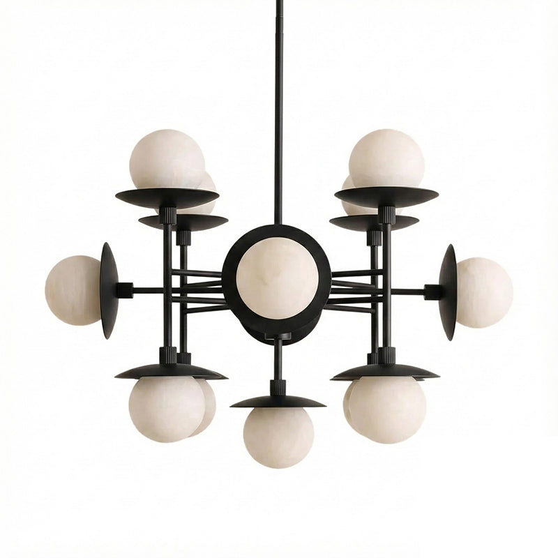 Cara Alabaster Chandelier – Brass & Natural Alabaster Tiered Multi-Light Chandelier