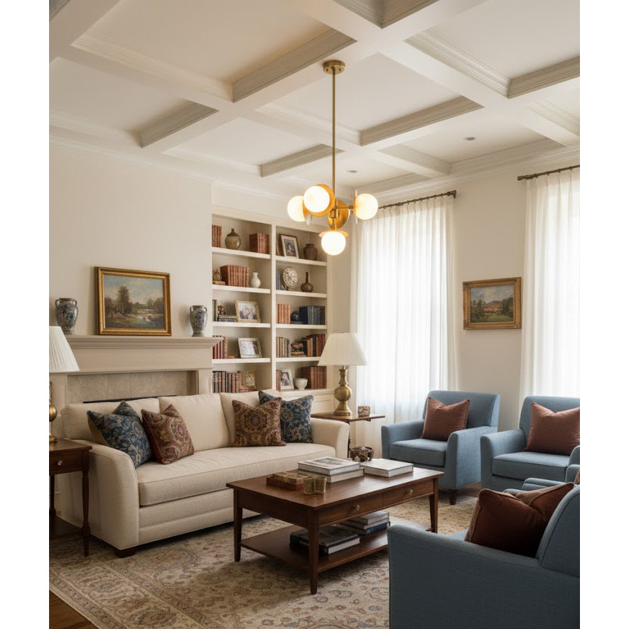 Cara Alabaster Chandelier – Brass & Natural Alabaster Tiered Multi-Light Chandelier